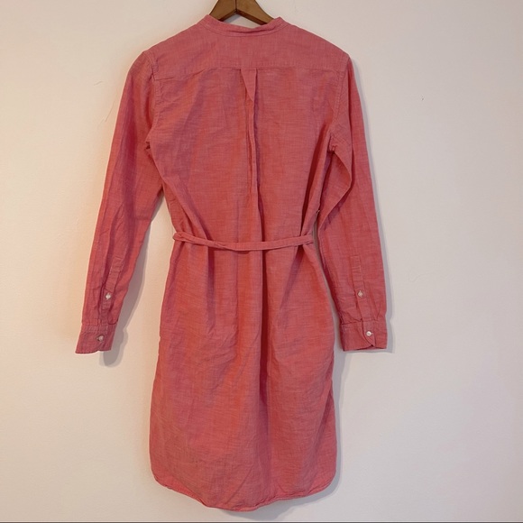 Gap Design & Crafted Pink-Red Shirt Dress Button Front Tie Waist - Picture 2 of 3